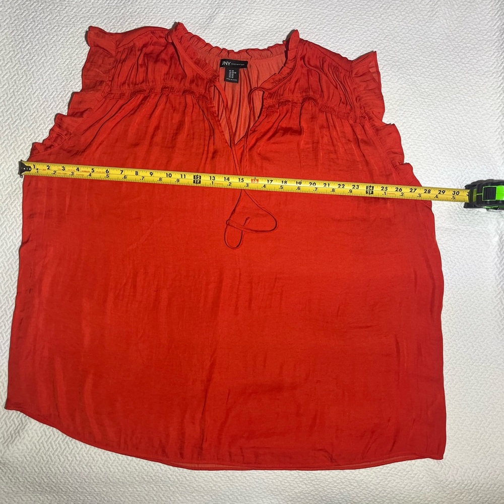 NY Collection Women's Red Ruffle Top